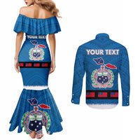 Samoa Merry Christmas Couples Matching Mermaid Dress and Long Sleeve Button Shirt Santa Suit Style With Tatau Tattoo Pattern LT03 - Polynesian Pride
