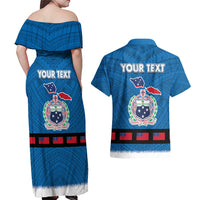 Samoa Merry Christmas Couples Matching Off Shoulder Maxi Dress and Hawaiian Shirt Santa Suit Style With Tatau Tattoo Pattern LT03 - Polynesian Pride