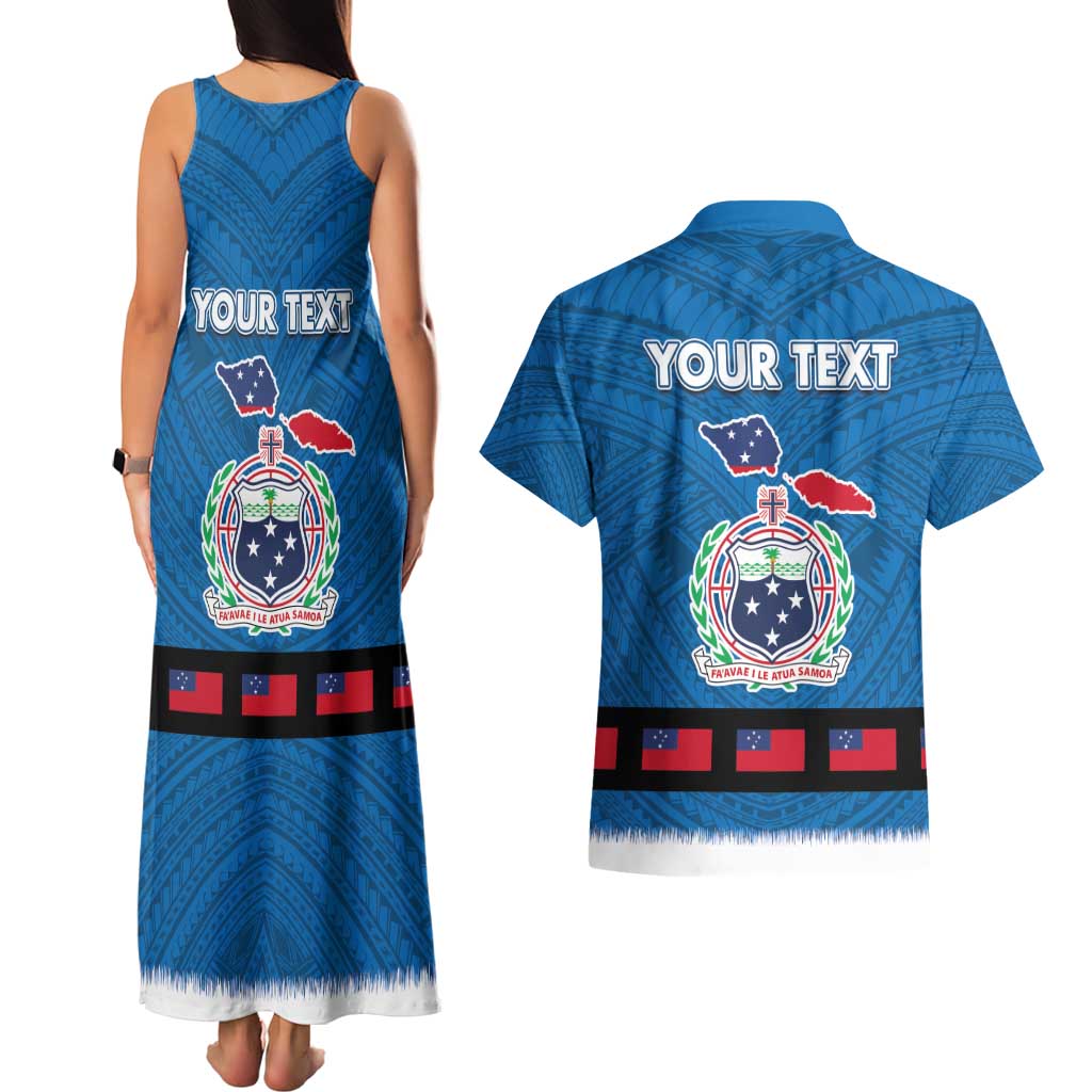 Samoa Merry Christmas Couples Matching Tank Maxi Dress and Hawaiian Shirt Santa Suit Style With Tatau Tattoo Pattern LT03 - Polynesian Pride