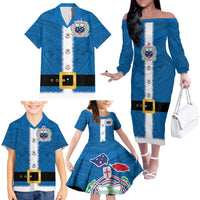 Samoa Merry Christmas Family Matching Off The Shoulder Long Sleeve Dress and Hawaiian Shirt Santa Suit Style With Tatau Tattoo Pattern LT03 - Polynesian Pride
