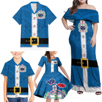 Samoa Merry Christmas Family Matching Off Shoulder Maxi Dress and Hawaiian Shirt Santa Suit Style With Tatau Tattoo Pattern LT03 - Polynesian Pride
