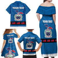 Samoa Merry Christmas Family Matching Off Shoulder Maxi Dress and Hawaiian Shirt Santa Suit Style With Tatau Tattoo Pattern LT03 - Polynesian Pride