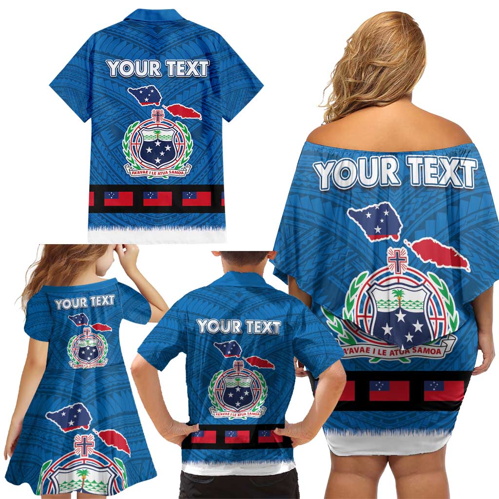 Samoa Merry Christmas Family Matching Off Shoulder Short Dress and Hawaiian Shirt Santa Suit Style With Tatau Tattoo Pattern LT03 - Polynesian Pride