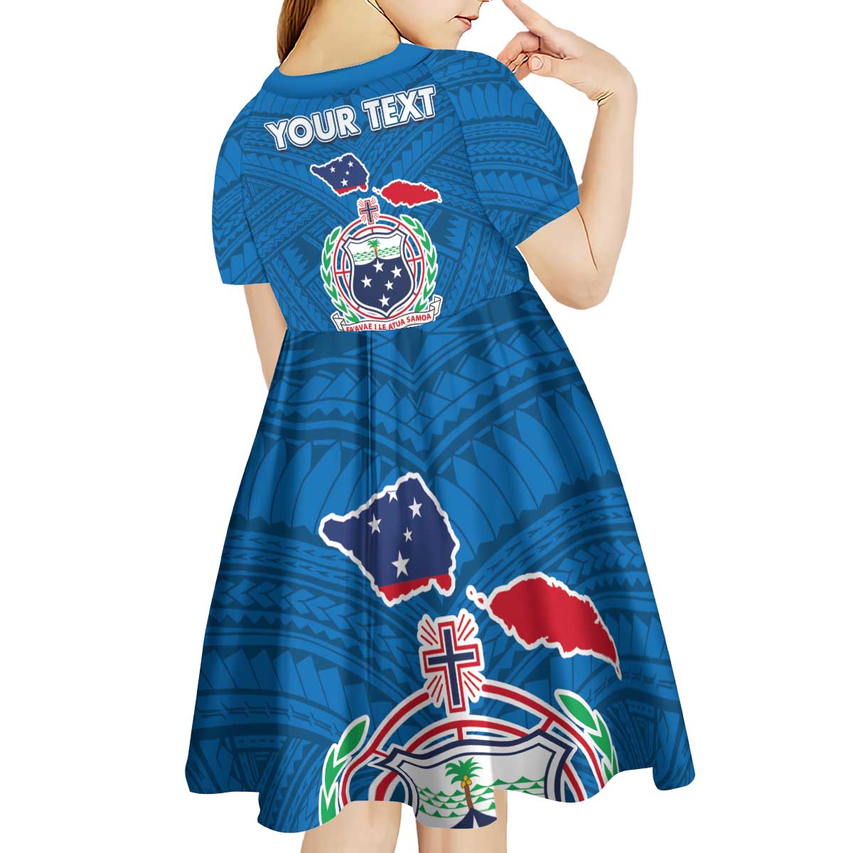 Samoa Merry Christmas Kid Short Sleeve Dress Santa Suit Style With Tatau Tattoo Pattern