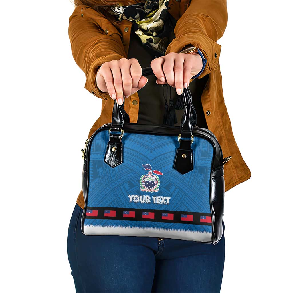 Samoa Merry Christmas Shoulder Handbag Santa Suit Style With Tatau Tattoo Pattern LT03 One Size Blue - Polynesian Pride