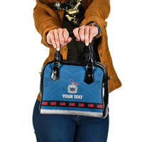 Samoa Merry Christmas Shoulder Handbag Santa Suit Style With Tatau Tattoo Pattern LT03 One Size Blue - Polynesian Pride