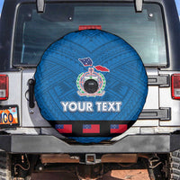 Samoa Merry Christmas Spare Tire Cover Santa Suit Style With Tatau Tattoo Pattern LT03 Blue - Polynesian Pride