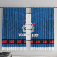 Samoa Merry Christmas Window Curtain Santa Suit Style With Tatau Tattoo Pattern LT03 With Hooks Blue - Polynesian Pride
