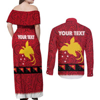 Papua New Guinea Merry Christmas Couples Matching Off Shoulder Maxi Dress and Long Sleeve Button Shirt Santa Suit Style With Melanesian Pattern LT03 - Polynesian Pride