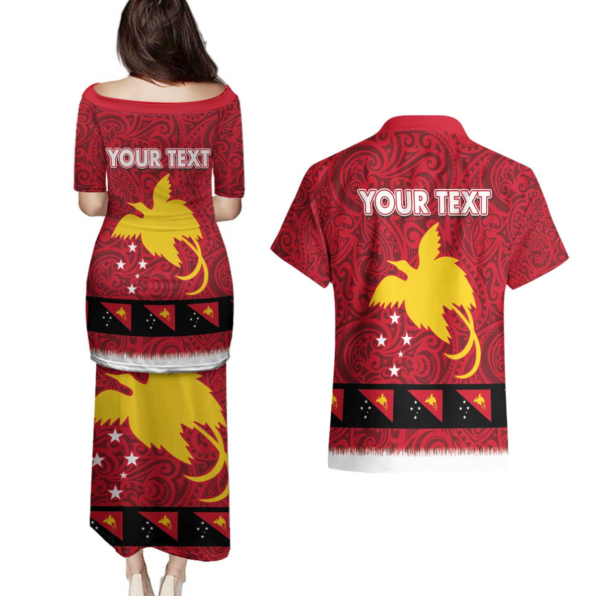 Papua New Guinea Merry Christmas Couples Matching Puletasi and Hawaiian Shirt Santa Suit Style With Melanesian Pattern LT03 - Polynesian Pride