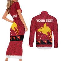 Papua New Guinea Merry Christmas Couples Matching Short Sleeve Bodycon Dress and Long Sleeve Button Shirt Santa Suit Style With Melanesian Pattern LT03 - Polynesian Pride