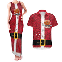 Papua New Guinea Merry Christmas Couples Matching Tank Maxi Dress and Hawaiian Shirt Santa Suit Style With Melanesian Pattern LT03 Red - Polynesian Pride