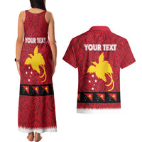 Papua New Guinea Merry Christmas Couples Matching Tank Maxi Dress and Hawaiian Shirt Santa Suit Style With Melanesian Pattern LT03 - Polynesian Pride
