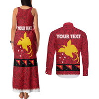 Papua New Guinea Merry Christmas Couples Matching Tank Maxi Dress and Long Sleeve Button Shirt Santa Suit Style With Melanesian Pattern LT03 - Polynesian Pride