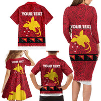 Papua New Guinea Merry Christmas Family Matching Long Sleeve Bodycon Dress and Hawaiian Shirt Santa Suit Style With Melanesian Pattern LT03 - Polynesian Pride