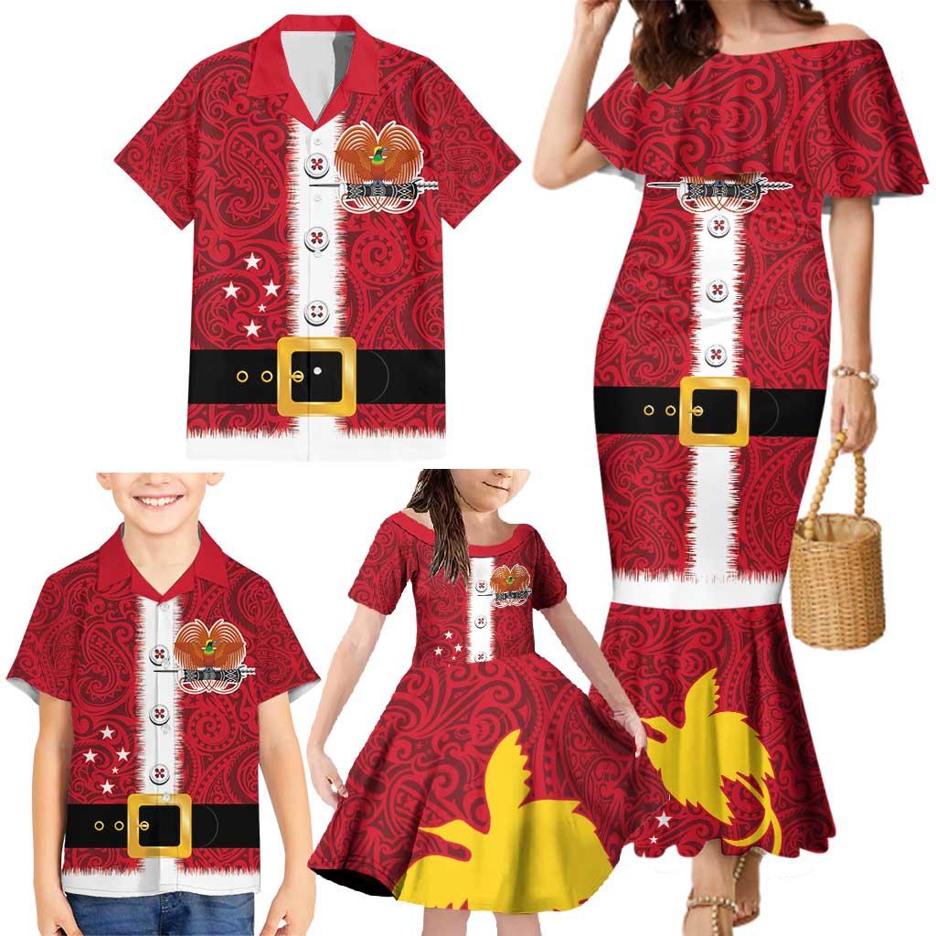 Papua New Guinea Merry Christmas Family Matching Mermaid Dress and Hawaiian Shirt Santa Suit Style With Melanesian Pattern LT03 - Polynesian Pride