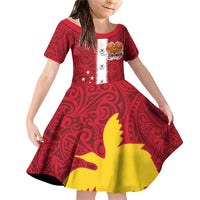 Papua New Guinea Merry Christmas Family Matching Off Shoulder Short Dress and Hawaiian Shirt Santa Suit Style With Melanesian Pattern LT03 Daughter's Dress Red - Polynesian Pride