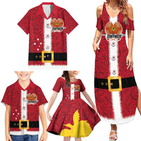 Papua New Guinea Merry Christmas Family Matching Summer Maxi Dress and Hawaiian Shirt Santa Suit Style With Melanesian Pattern LT03 - Polynesian Pride