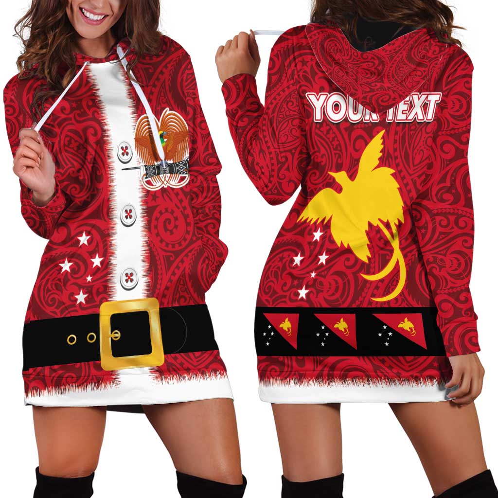 Papua New Guinea Merry Christmas Hoodie Dress Santa Suit Style With Melanesian Pattern LT03 - Polynesian Pride