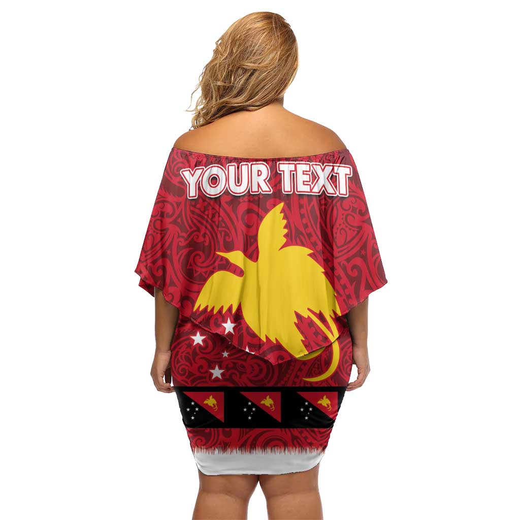 Papua New Guinea Merry Christmas Off Shoulder Short Dress Santa Suit Style With Melanesian Pattern