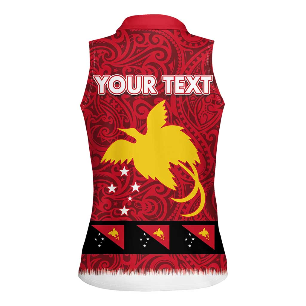 Papua New Guinea Merry Christmas Women Sleeveless Polo Shirt Santa Suit Style With Melanesian Pattern LT03 - Polynesian Pride