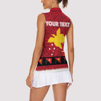 Papua New Guinea Merry Christmas Women Sleeveless Polo Shirt Santa Suit Style With Melanesian Pattern LT03 - Polynesian Pride