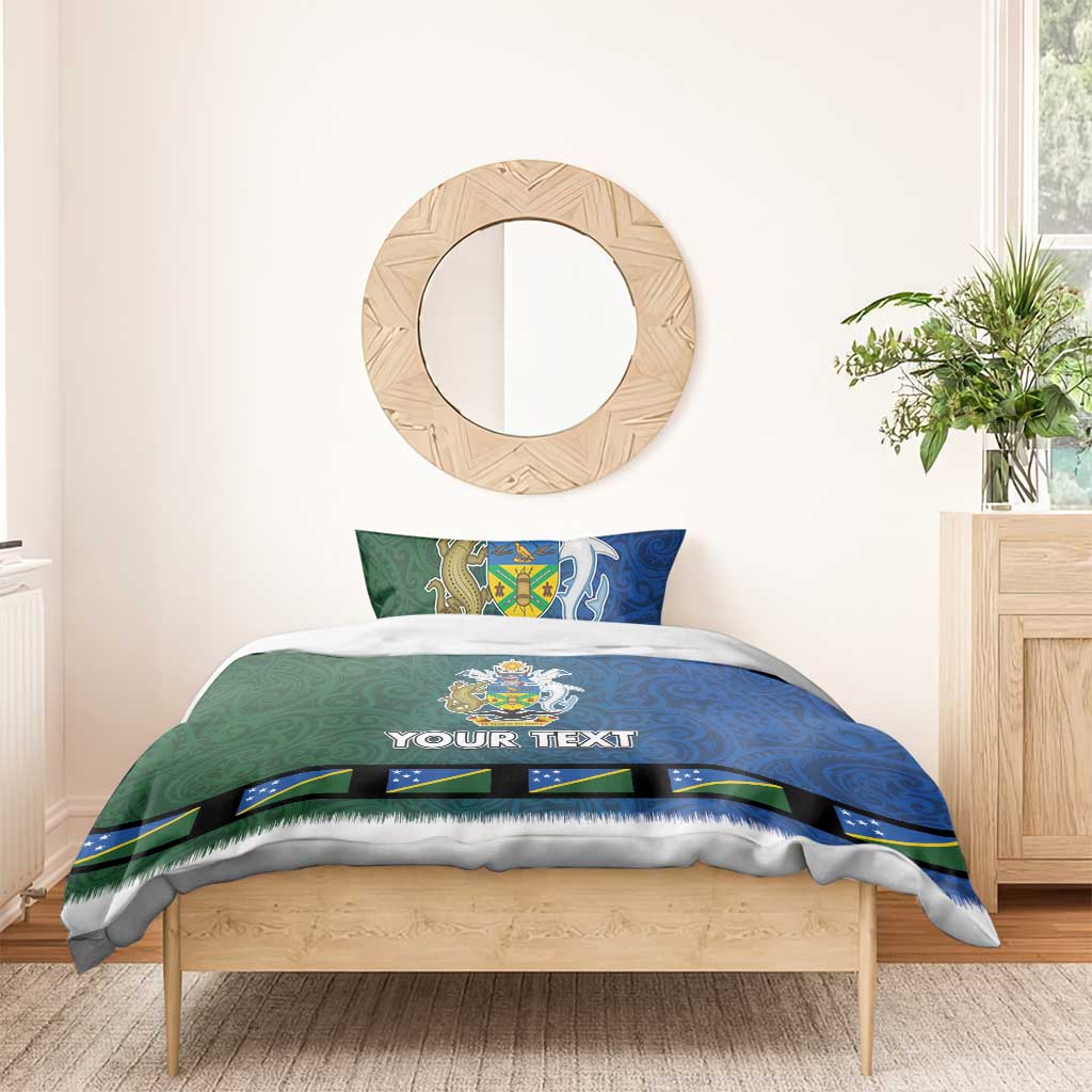 Solomon Islands Merry Christmas Bedding Set Santa Suit Style With Melanesian Pattern
