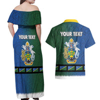 Solomon Islands Merry Christmas Couples Matching Off Shoulder Maxi Dress and Hawaiian Shirt Santa Suit Style With Melanesian Pattern LT03 - Polynesian Pride