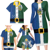 Solomon Islands Merry Christmas Family Matching Long Sleeve Bodycon Dress and Hawaiian Shirt Santa Suit Style With Melanesian Pattern LT03 - Polynesian Pride