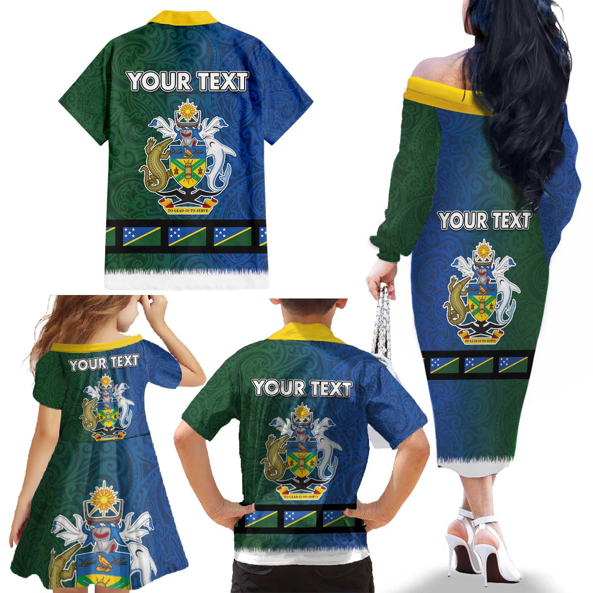Solomon Islands Merry Christmas Family Matching Off The Shoulder Long Sleeve Dress and Hawaiian Shirt Santa Suit Style With Melanesian Pattern LT03 - Polynesian Pride