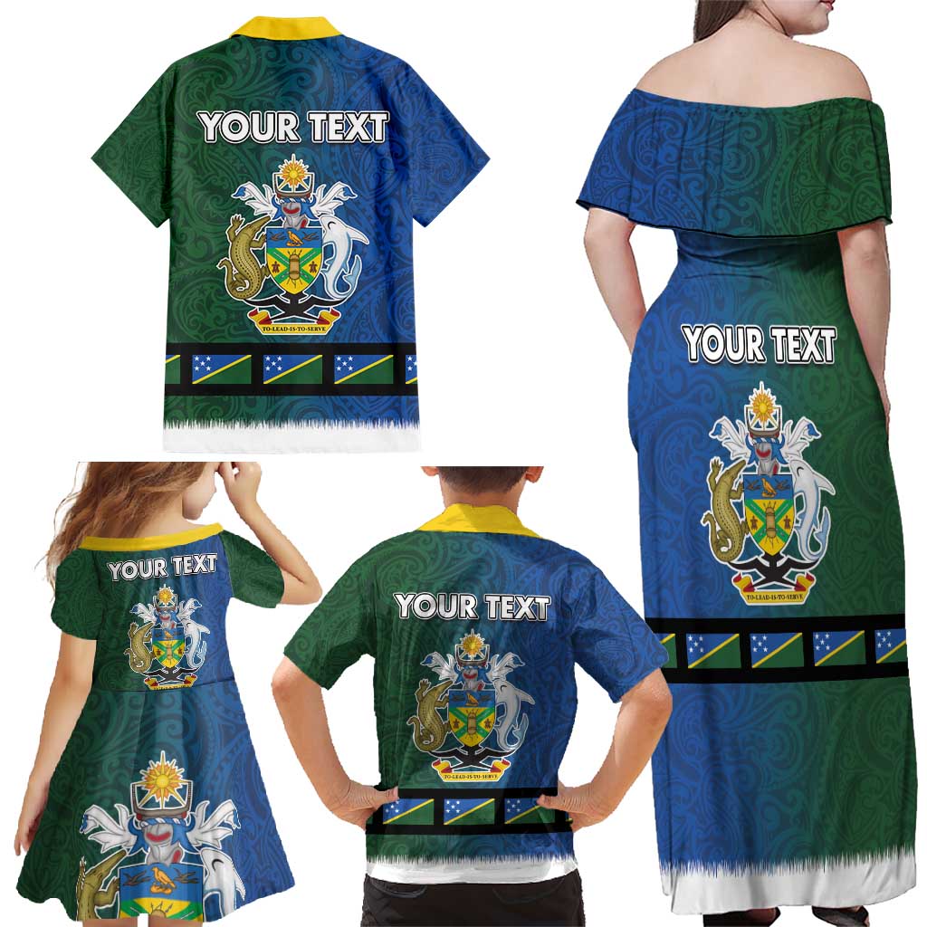 Solomon Islands Merry Christmas Family Matching Off Shoulder Maxi Dress and Hawaiian Shirt Santa Suit Style With Melanesian Pattern LT03 - Polynesian Pride