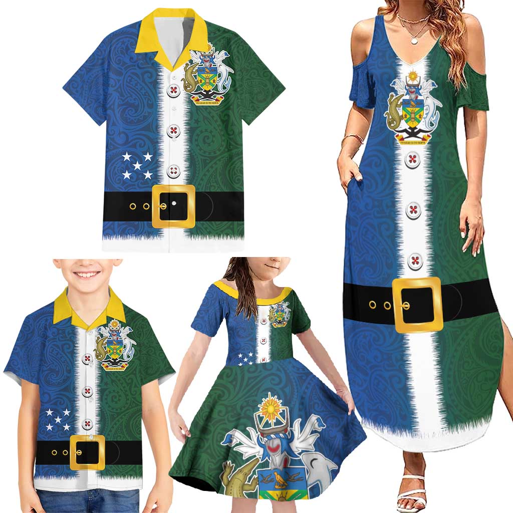 Solomon Islands Merry Christmas Family Matching Summer Maxi Dress and Hawaiian Shirt Santa Suit Style With Melanesian Pattern LT03 - Polynesian Pride