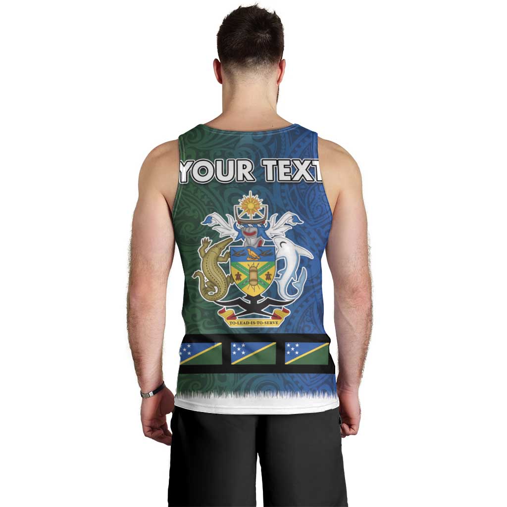 Solomon Islands Merry Christmas Men Tank Top Santa Suit Style With Melanesian Pattern