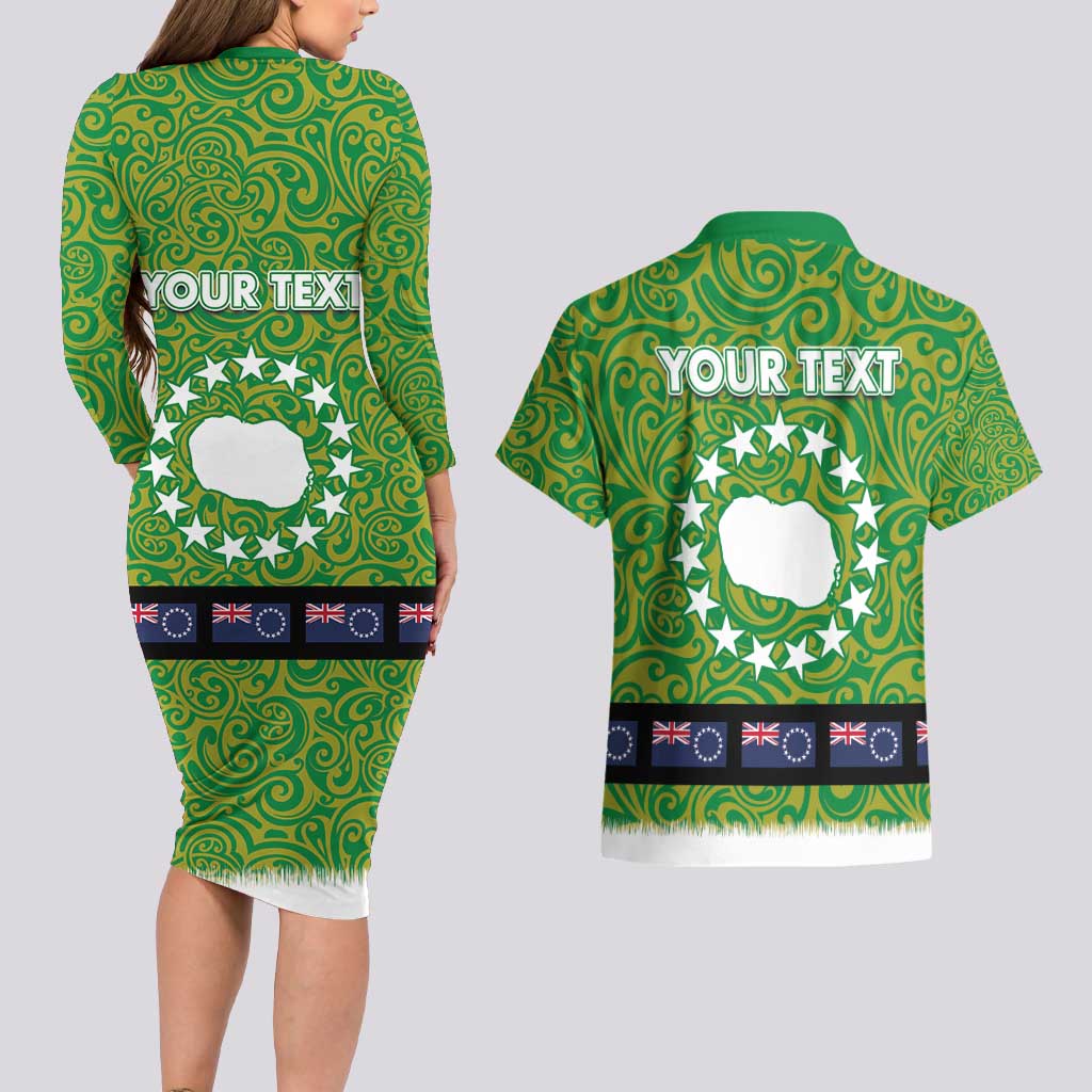 Cook Islands Merry Christmas Couples Matching Long Sleeve Bodycon Dress and Hawaiian Shirt Santa Suit Style With Polynesian Pattern LT03 - Polynesian Pride