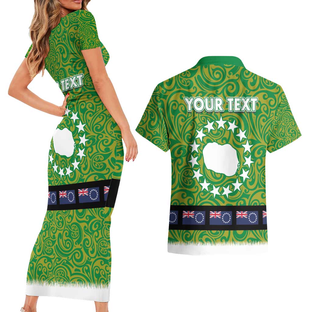 Cook Islands Merry Christmas Couples Matching Short Sleeve Bodycon Dress and Hawaiian Shirt Santa Suit Style With Polynesian Pattern LT03 - Polynesian Pride