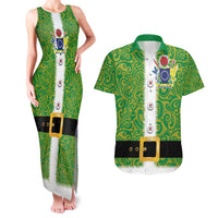 Cook Islands Merry Christmas Couples Matching Tank Maxi Dress and Hawaiian Shirt Santa Suit Style With Polynesian Pattern LT03 Green - Polynesian Pride