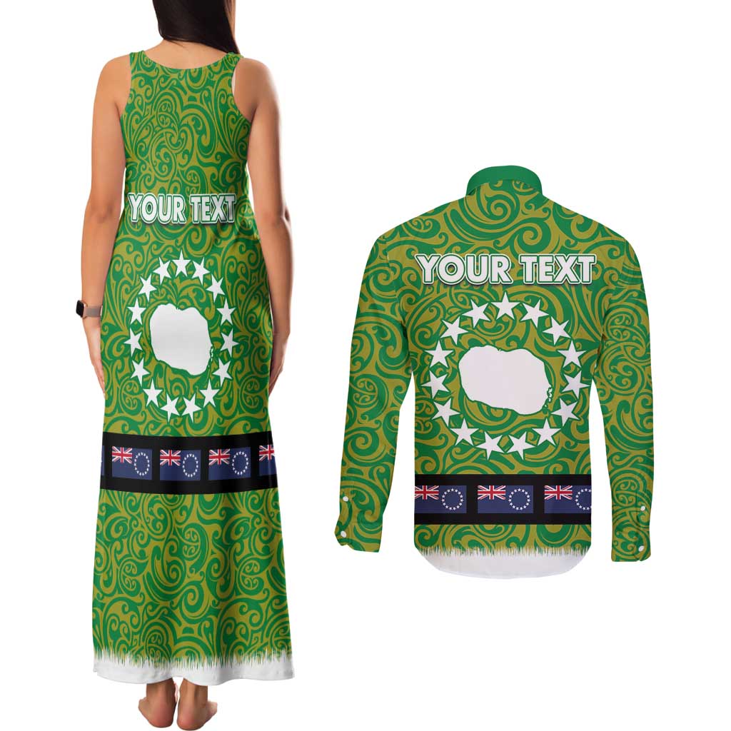 Cook Islands Merry Christmas Couples Matching Tank Maxi Dress and Long Sleeve Button Shirt Santa Suit Style With Polynesian Pattern LT03 - Polynesian Pride