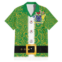 Cook Islands Merry Christmas Family Matching Mermaid Dress and Hawaiian Shirt Santa Suit Style With Polynesian Pattern LT03 Dad's Shirt - Short Sleeve Green - Polynesian Pride