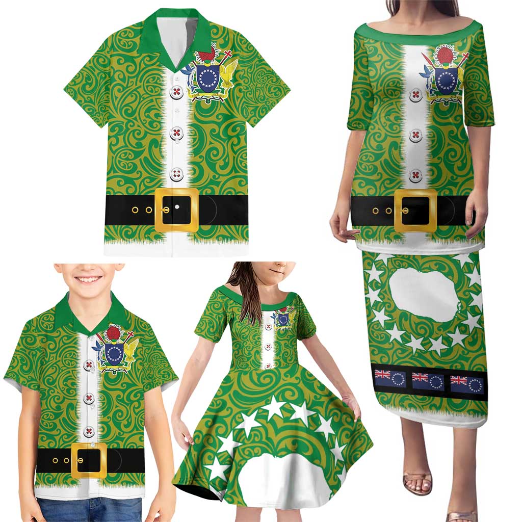Cook Islands Merry Christmas Family Matching Puletasi and Hawaiian Shirt Santa Suit Style With Polynesian Pattern LT03 - Polynesian Pride