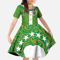 Cook Islands Merry Christmas Family Matching Tank Maxi Dress and Hawaiian Shirt Santa Suit Style With Polynesian Pattern LT03 Daughter's Dress Green - Polynesian Pride