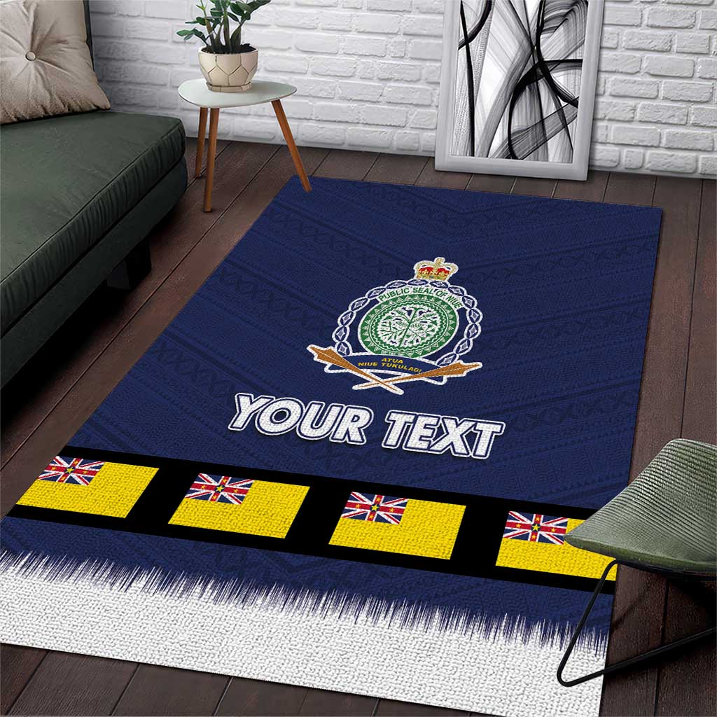 Niue Merry Christmas Area Rug Santa Suit Style With Hiapo Pattern LT03 Blue - Polynesian Pride