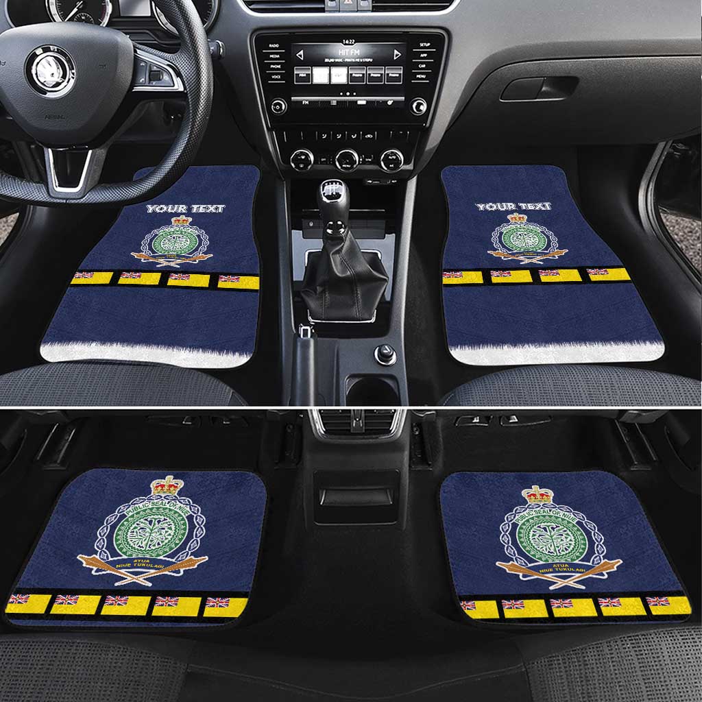 Niue Merry Christmas Car Mats Santa Suit Style With Hiapo Pattern LT03 Set 4pcs Blue - Polynesian Pride