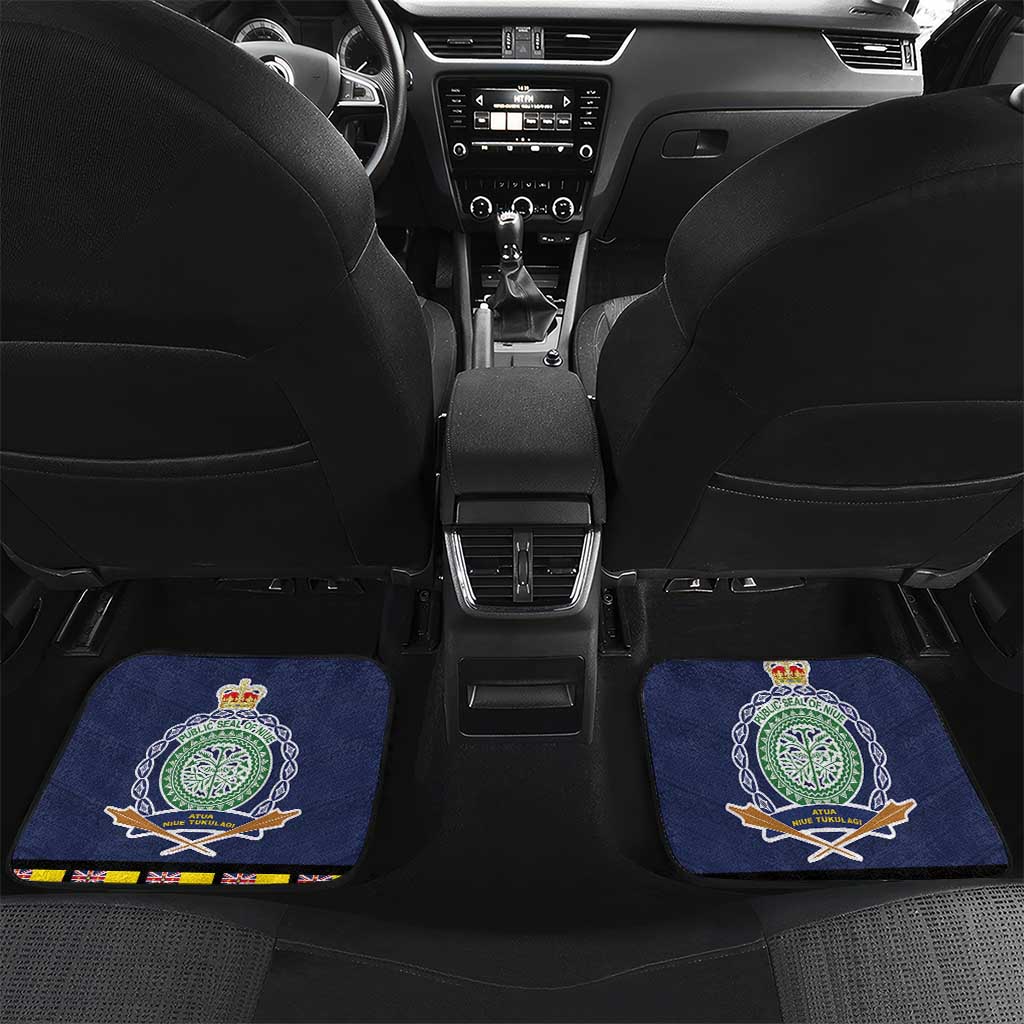 Niue Merry Christmas Car Mats Santa Suit Style With Hiapo Pattern LT03 Set 2pcs - Back Blue - Polynesian Pride