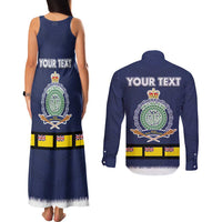 Niue Merry Christmas Couples Matching Tank Maxi Dress and Long Sleeve Button Shirt Santa Suit Style With Hiapo Pattern LT03 - Polynesian Pride
