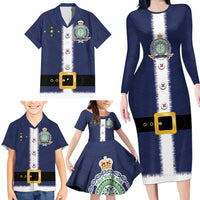 Niue Merry Christmas Family Matching Long Sleeve Bodycon Dress and Hawaiian Shirt Santa Suit Style With Hiapo Pattern LT03 - Polynesian Pride