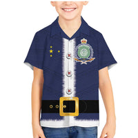 Niue Merry Christmas Family Matching Mermaid Dress and Hawaiian Shirt Santa Suit Style With Hiapo Pattern LT03 Son's Shirt Blue - Polynesian Pride