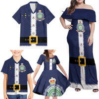 Niue Merry Christmas Family Matching Off Shoulder Maxi Dress and Hawaiian Shirt Santa Suit Style With Hiapo Pattern LT03 - Polynesian Pride