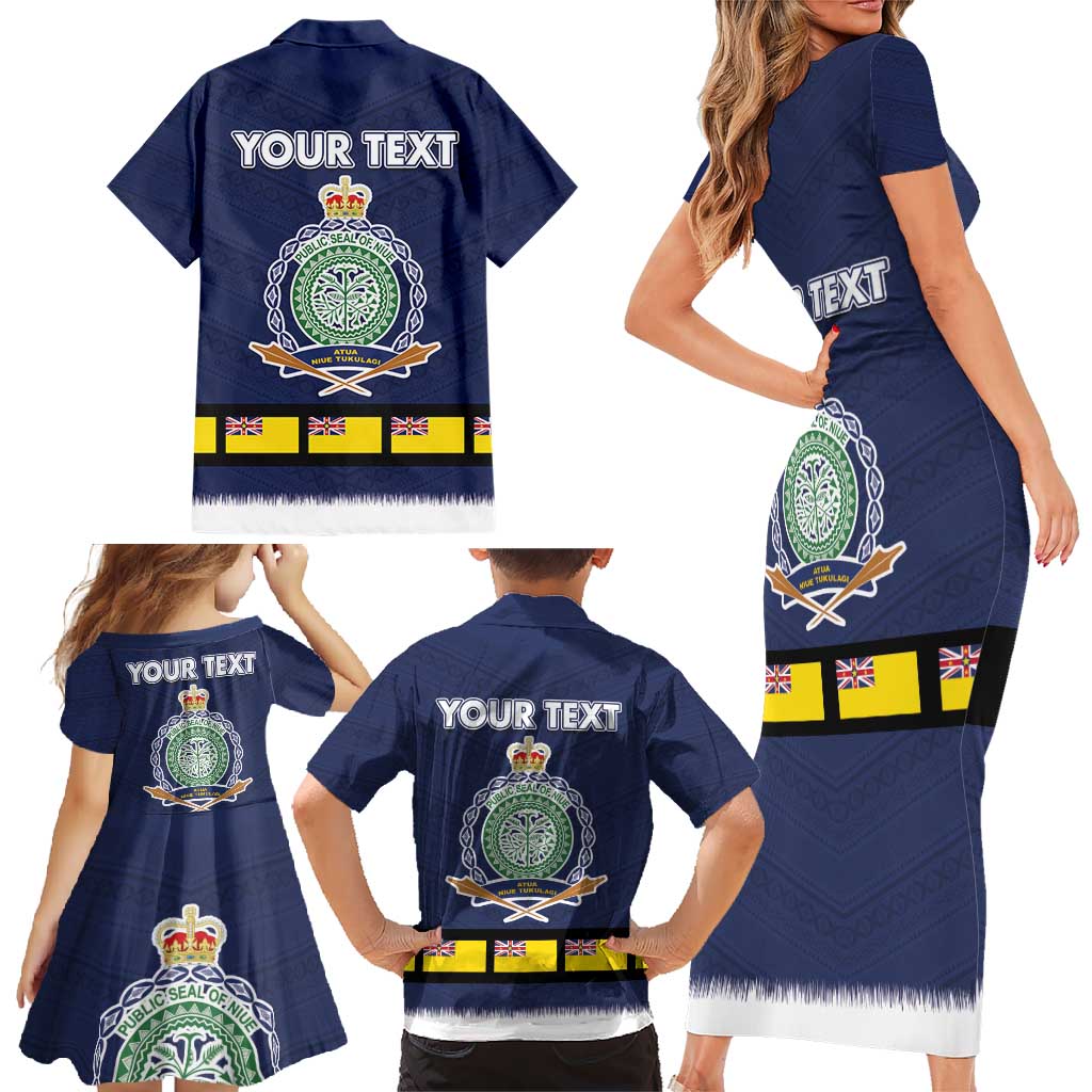 Niue Merry Christmas Family Matching Short Sleeve Bodycon Dress and Hawaiian Shirt Santa Suit Style With Hiapo Pattern LT03 - Polynesian Pride