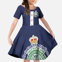 Niue Merry Christmas Family Matching Summer Maxi Dress and Hawaiian Shirt Santa Suit Style With Hiapo Pattern LT03 Daughter's Dress Blue - Polynesian Pride