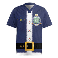 Niue Merry Christmas Rugby Jersey Santa Suit Style With Hiapo Pattern LT03 Blue - Polynesian Pride